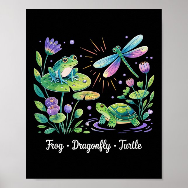 Subtle Political Humor Frog Dragonfly Turtle  Poster (Front)
