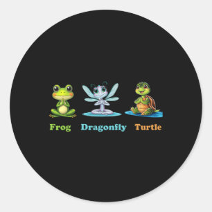 Subtle Political Humor Frog Dragonfly Turtle Yoga  Classic Round Sticker