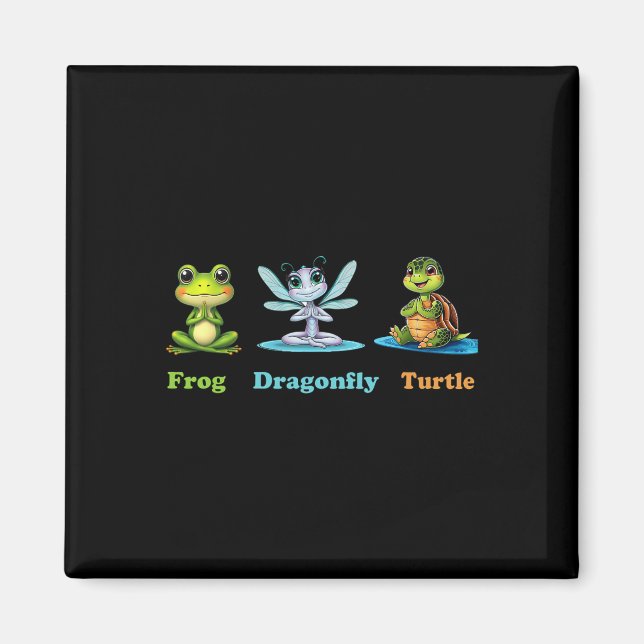 Subtle Political Humor Frog Dragonfly Turtle Yoga  Magnet (Front)