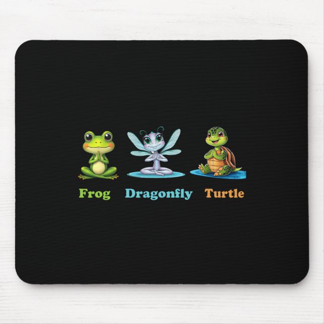 Subtle Political Humor Frog Dragonfly Turtle Yoga  Mouse Pad (Front)