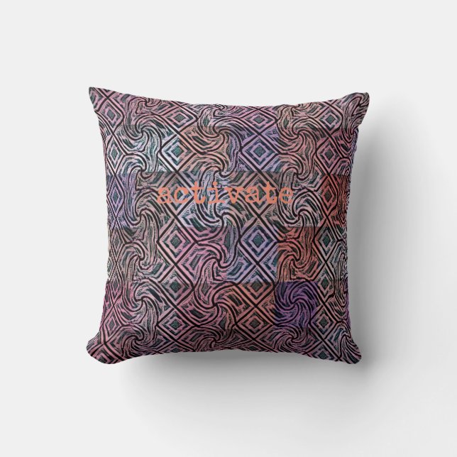 Subtle, Pretty Squared Pattern Purples Throw Pillow (Front)