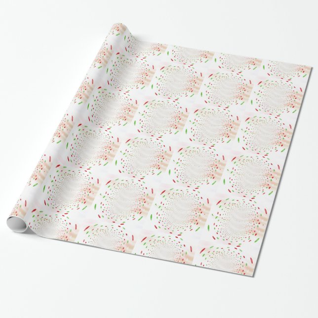 Subtle Red and Green Dots Wrapping Paper (Unrolled)