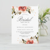Subtle Red and White Floral Bouquet Bridal Brunch Invitation (Standing Front)