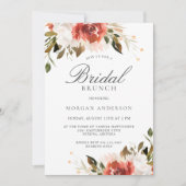 Subtle Red and White Floral Bouquet Bridal Brunch Invitation (Front)