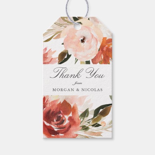 Subtle Red and White Floral Thank You Gift Tags