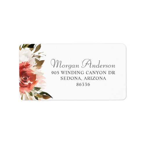 Subtle Red and White Watercolor Floral Label