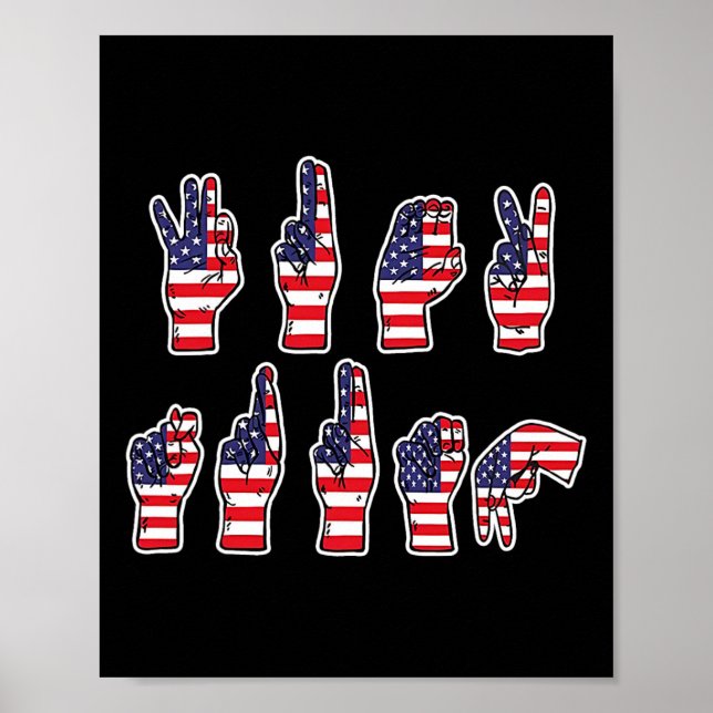 Subtle Resist Trump Asl Sign Language 4th Of July  (Front)