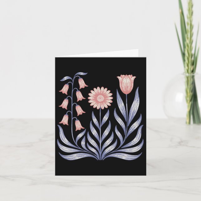 Subtle Resist Trump Foxglove Daisy Tulip Flower 4t Card (Front)