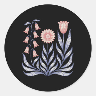 Subtle Resist Trump Foxglove Daisy Tulip Flower 4t Classic Round Sticker