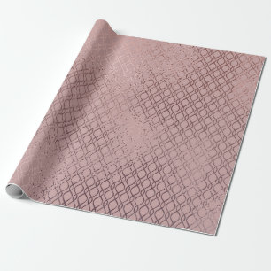 Subtle Rose Gold Lattice Pattern on Blush Pink Wrapping Paper