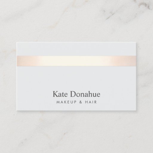Customizable Subtle Rose Gold Striped Modern Stylish Gray 2 Double-Sided Standard Business Cards (Pack Of 100)
