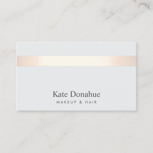 Subtle Rose Gold Striped Elegant Stylish Gray 2 Business Card (Front)