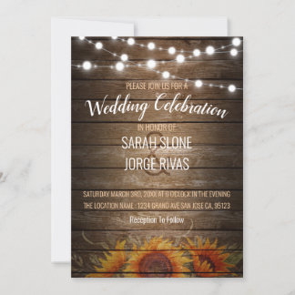 Subtle Rustic Sunflowers Invitation