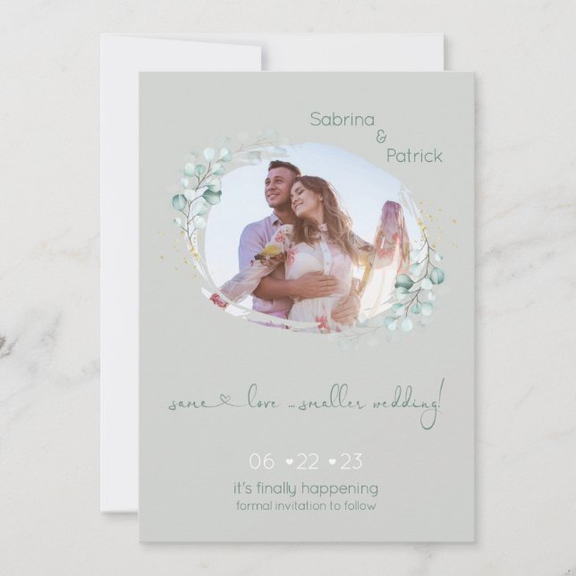 Subtle Sage and Eucalyptus Frame  Save The Date (Front)
