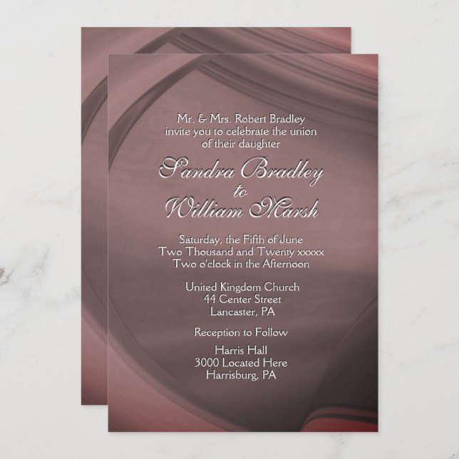 Subtle Sangria Wedding Invitation (Front/Back)