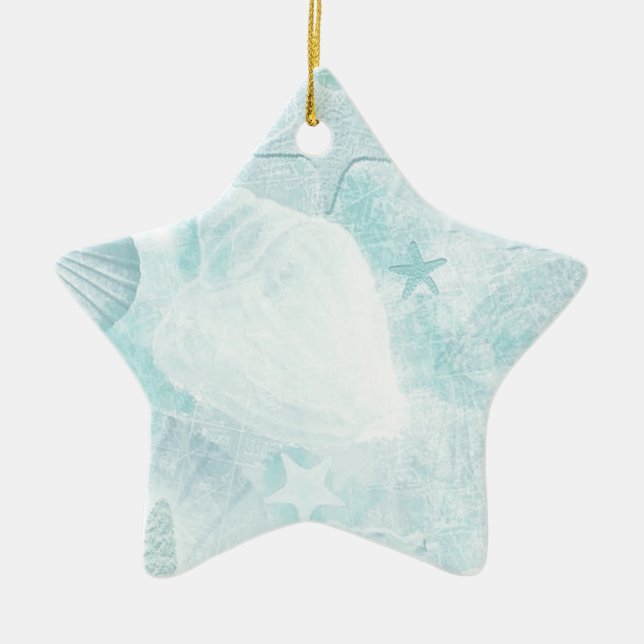 Subtle sea shells Graphic Art Ceramic Ornament (Front)