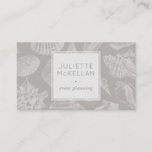 Subtle Seashell Beach Theme Classic Grey Business Card