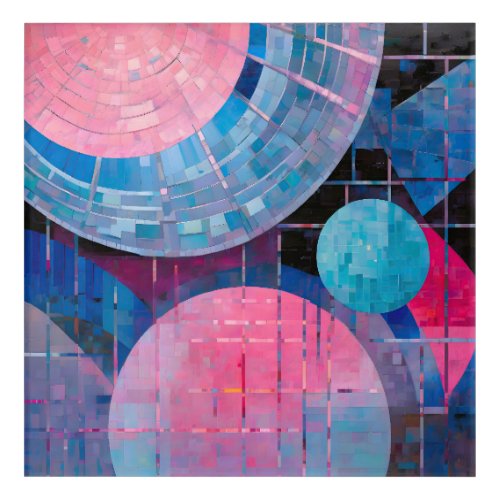 Subtle Shades of Blue  Pink in Abstract Acrylic Print