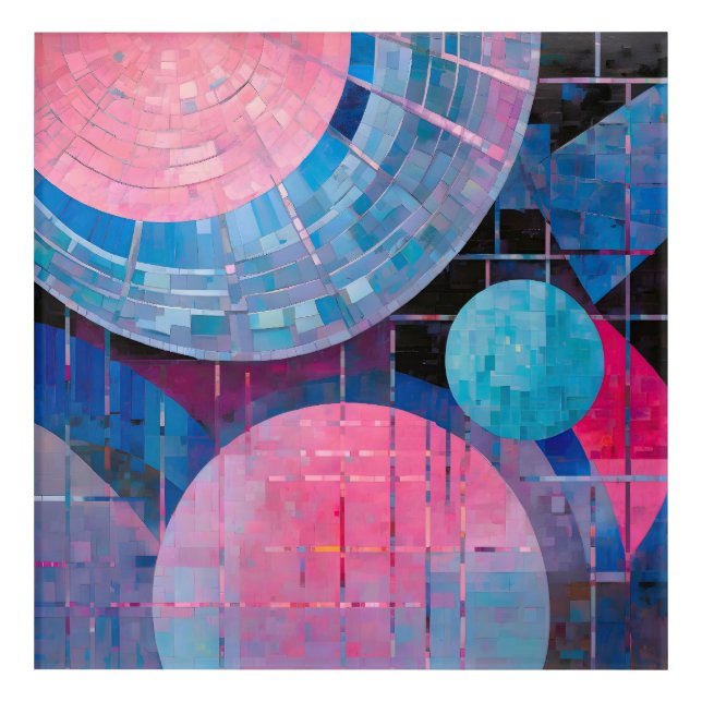 Subtle Shades of Blue & Pink in Abstract Acrylic Print (Front)