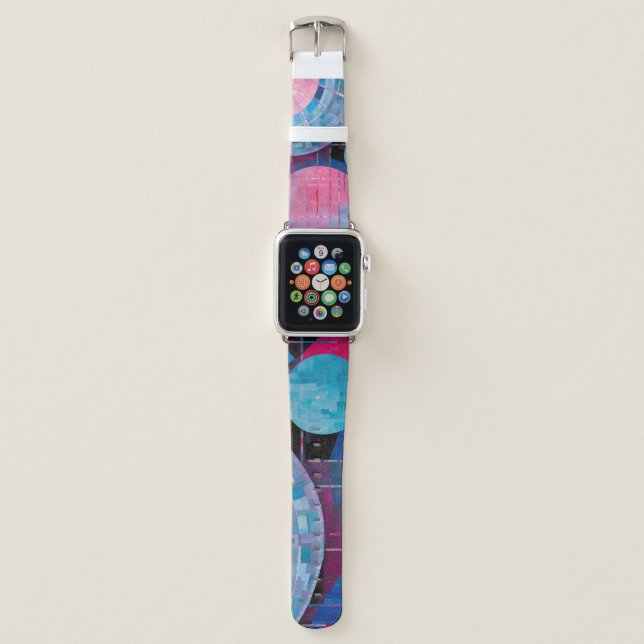 Subtle Shades of Blue & Pink in Abstract Apple Watch Band (Front)