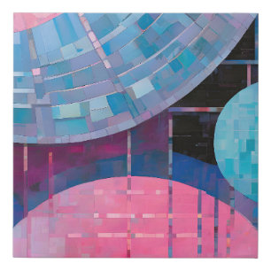 Subtle Shades of Blue & Pink in Abstract Faux Canvas Print