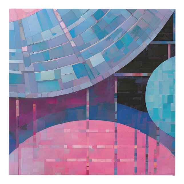 Subtle Shades of Blue & Pink in Abstract Faux Canvas Print (Front)