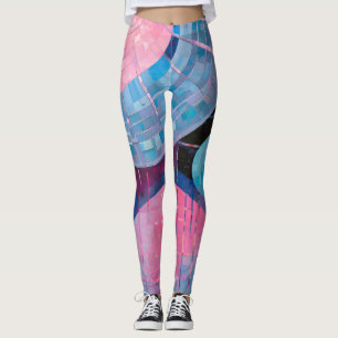 Subtle Shades of Blue & Pink in Abstract Leggings