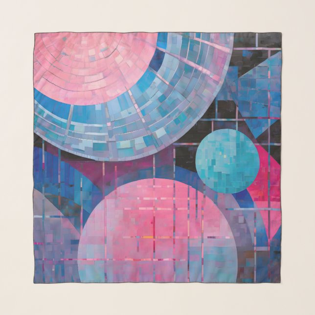 Subtle Shades of Blue & Pink in Abstract Scarf (Front)