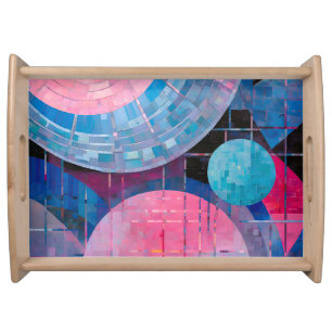 Subtle Shades of Blue & Pink in Abstract Serving Tray