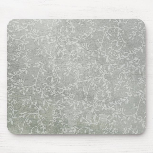 Subtle & Silvery Leafy Vines Mouse Pad (Front)