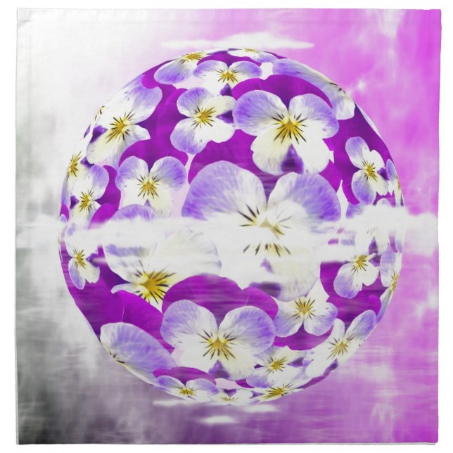 Subtle,  simple Violet pansy flower pattern globe Cloth Napkin (Front)