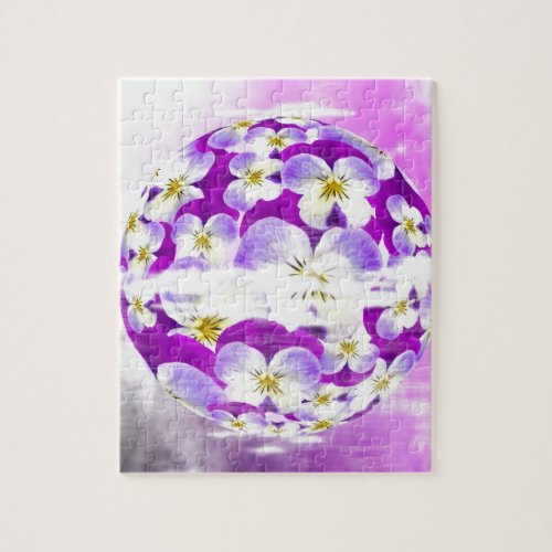 Subtle  simple Violet pansy flower pattern globe Jigsaw Puzzle