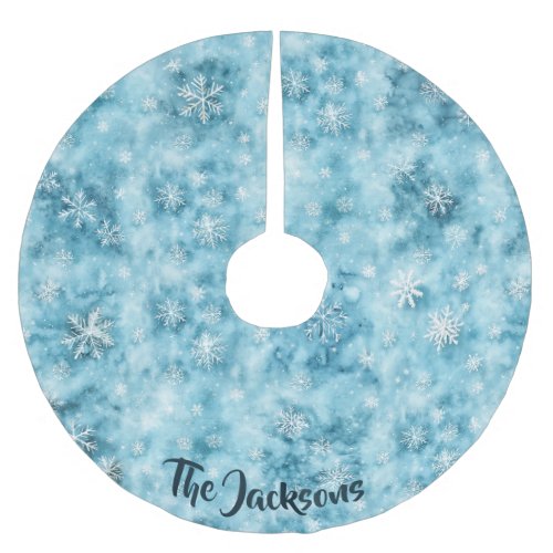 Subtle Snowflakes Brushed Polyester Tree Skirt