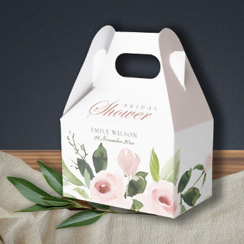 Subtle Soft Blush Pink Rose Floral Bridal Shower Favor Boxes by YellowFebPaperie at Zazzle