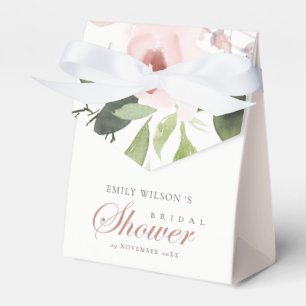 SUBTLE SOFT BLUSH PINK ROSE FLORAL BRIDAL SHOWER FAVOR BOXES