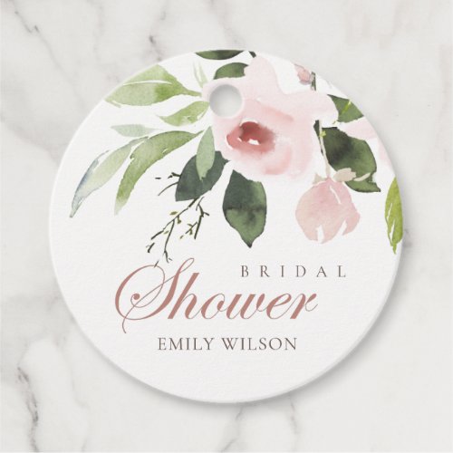 SUBTLE SOFT BLUSH PINK ROSE FLORAL BRIDAL SHOWER FAVOR TAGS