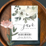 SUBTLE SOFT IVORY WHITE FLORAL BUNCH SAVE THE DATE ANNOUNCEMENT POSTCARD<br><div class="desc">If you need any further customisation please feel free to message me on yellowfebstudio@gmail.com.</div>