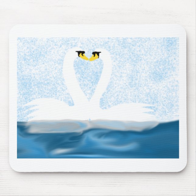 Subtle Swans in Love (heart shapes) Art Gifts Mouse Pad (Front)