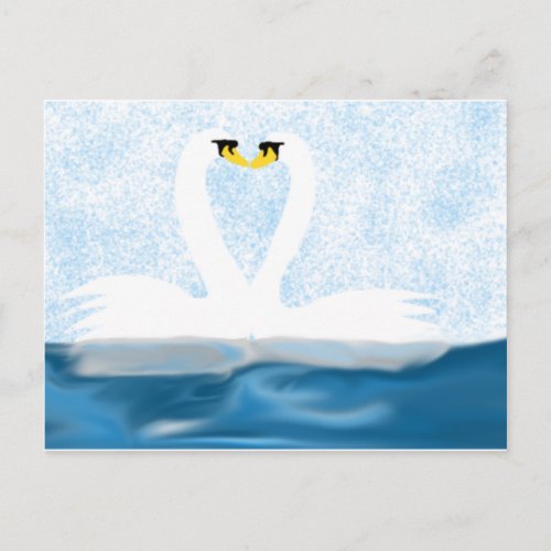 Subtle Swans in Love heart shapes Art Gifts Postcard