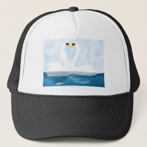 Subtle Swans in Love heart shapes Art Gifts Trucker Hat