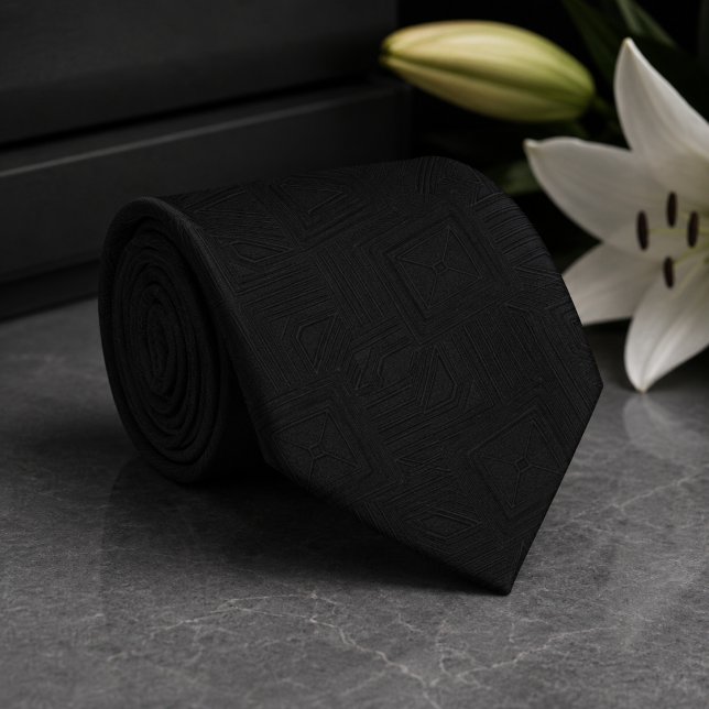  Subtle Tonal Geometric Mourning Neck Tie (Creator Uploaded)