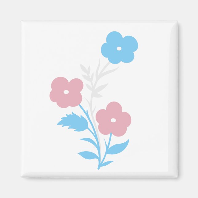 Subtle Trans Flag Flowers Magnet (Front)
