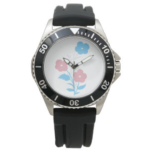 Subtle Trans Flag Flowers Watch