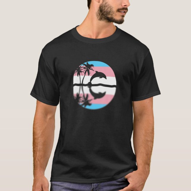 Subtle Transgender Pride Sunset, Trans Flag, Pride T-Shirt (Front)