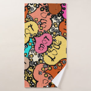 Subtle vintage pattern with tiny orange, black an bath towel