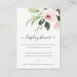 SUBTLE WASH BLUSH PINK FLORAL DISPLAY BABY SHOWER ENCLOSURE CARD