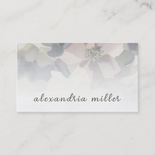Subtle Watercolor Floral and Greenery Business Card