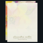 Subtle Watercolor Floral Letterhead Stationery<br><div class="desc">Enhance your professional correspondence with this exquisite Subtle Watercolor Floral Letterhead Stationery. The design showcases a stunning watercolor flower in faint shades, elegantly displayed on an ecru background. The lower thirds of the stationery feature your name in a coordinating script font, with contact information below in sans serif font, adding...</div>