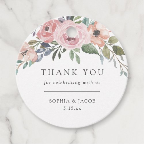 Subtle Watercolor Roses  Floral Wedding Favor Tags