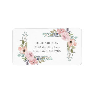 Subtle Watercolor Roses Floral Wedding Label